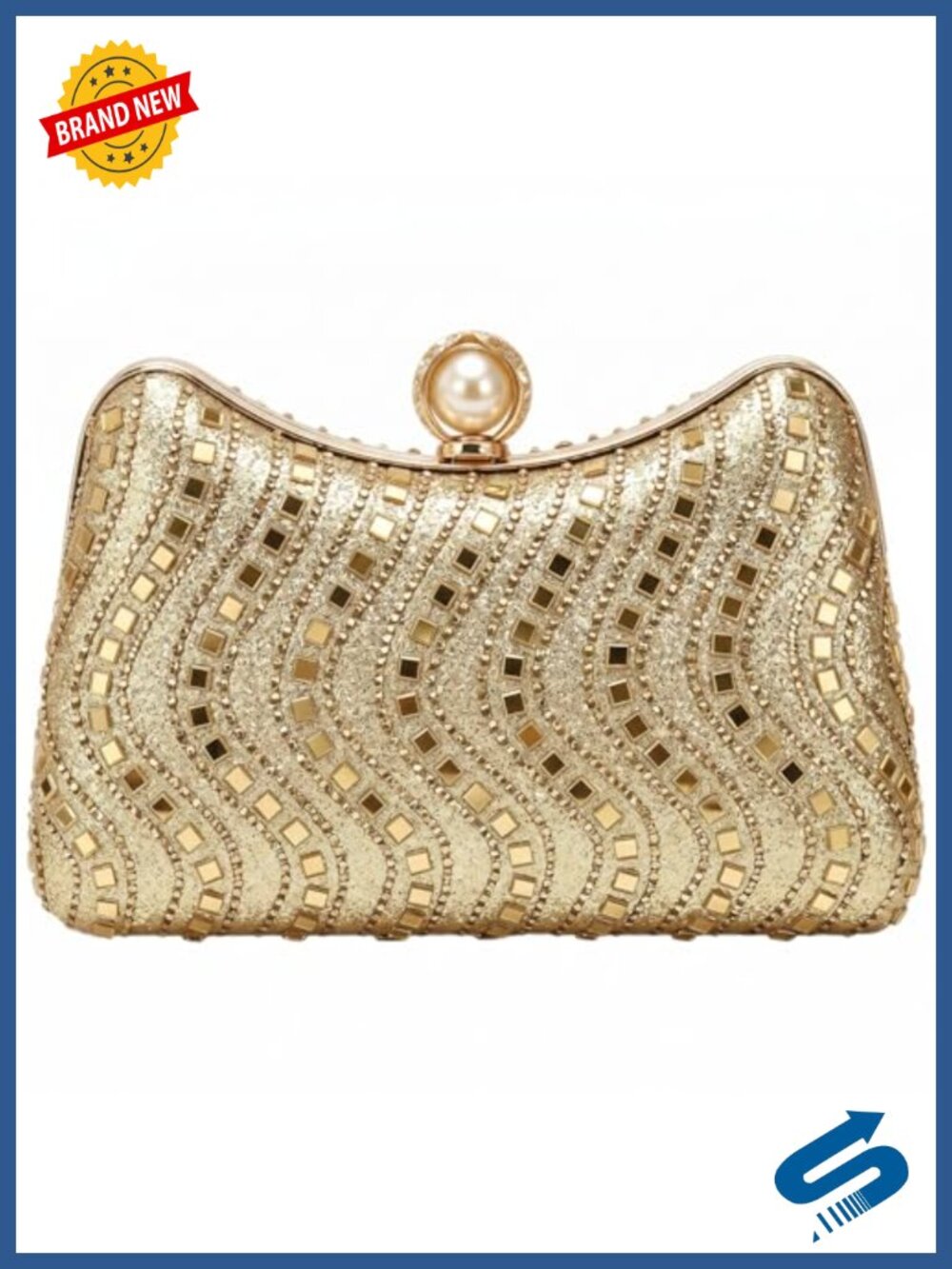 Sparkly Double-sided Rhinestones Clutch Evening Bag Detachable Chain